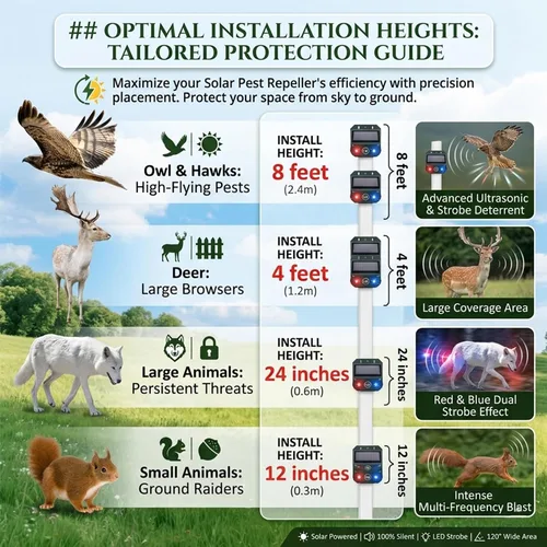 Vista 5 de Repelente solar ultrasónico nocturno de animales, 4 paquetes de disuasión ultrasónico para pájaros, gatos al aire libre para patio, luces