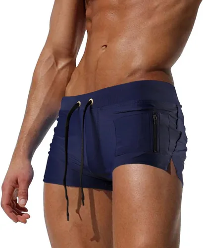 Vista 12 de TONLEN Traje de baño corto para hombre con bolsillo con cremallera Verde militar #2