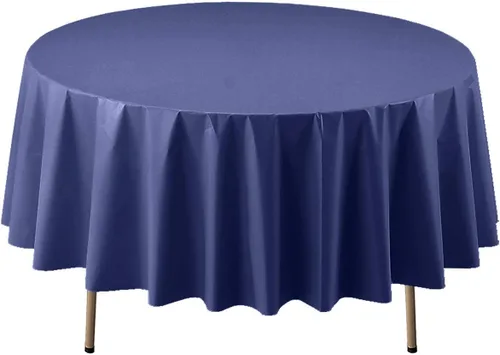 Vista 28 de Party Essentials Mantel redondo de plástico desechable de 84 pulgadas, 3 unidades, color negro