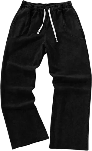 Vista 29 de SOLY HUX Pantalones deportivos holgados Y2k con cordón para hombre Gris oscuro