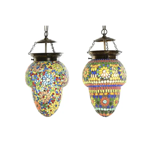 Vista 5 de Lámpara de Techo DKD Home Decor Cristal Metal Multicolor 25 W 20 x 20 x 28 cm (2 Unidades)