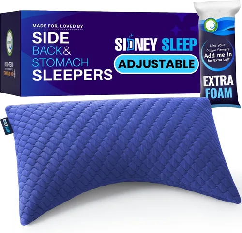 Vista 9 de Sidney Sleep Almohadas curvas ajustables para soporte de cuello y hombros con relleno extra triturado, almohada de contorno cervical para personas