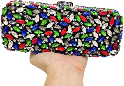 Vista 3 de Bolso de mano de cristal brillante para mujer bolso Minaudiere