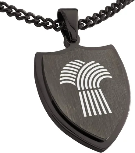 Vista 8 de Collar con colgante de escudo de dioses griegos de acero inoxidable