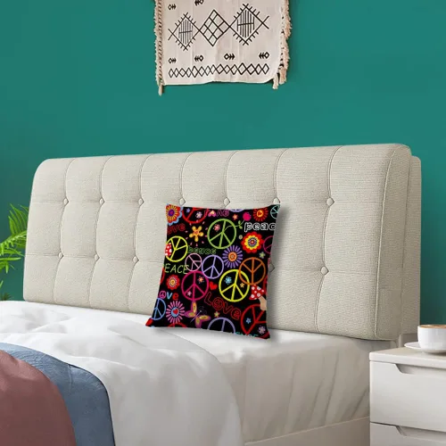 Vista 3 de Fundas de almohada cuadradas decorativas con signo de paz para sofá cama, fundas de cojín de 18 x 18 pulgadas