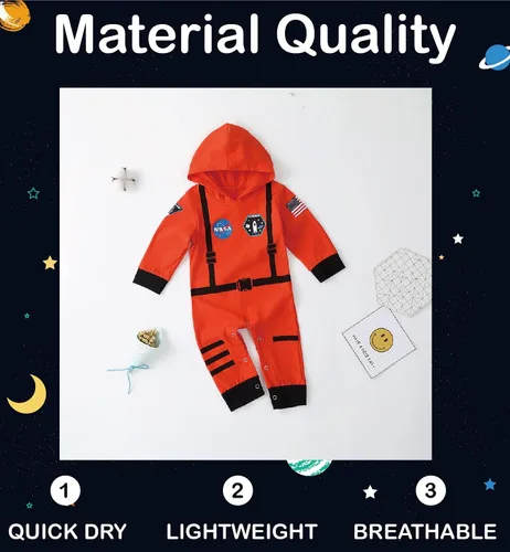 Vista 2 de Traje para bebé recién nacido, ropa de astronauta (naranja-largo, 3-6 meses)