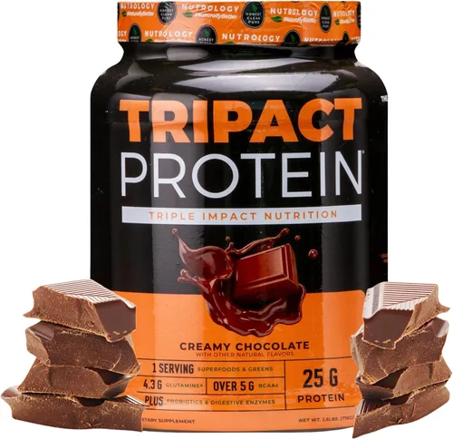 Vista 10 de Nutrology TRIPACT Proteína en polvo – Batido de reemplazo de comidas 7 en 1 con proteína de suero en polvo alimentado con hierba, guisante, arroz