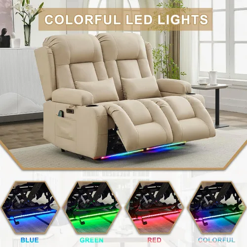 Vista 7 de URRED Wall Hugger Power - Sofá reclinable con masaje y calor, color beige