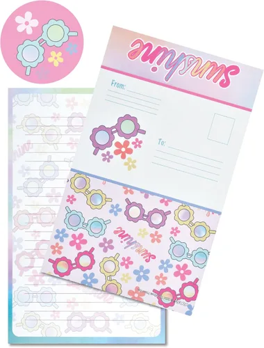 Vista 13 de iscream Pack of 8 Fold-over Ready to Send Note Cards - Blossoms and Bows