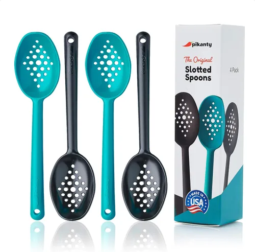 Vista 7 de Pikanty Cucharas de servir ranuradas de 7 pulgadas (paquete de 4), perfectas para aceitunas, encurtidos y condimentos, resistentes y versátiles