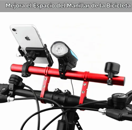 Vista 3 de Manillar de bicicleta, extensor de manillar de bicicleta de 11.8 pulgadas, soporte multifuncional de aleación de aluminio, extensión de soporte