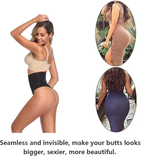 Vista 4 de JOYSHAPER Tanga moldeadora de cintura alta para mujer ropa interior con control de abdomen moldeadora de cuerpo tanga cintura y bragas de faja