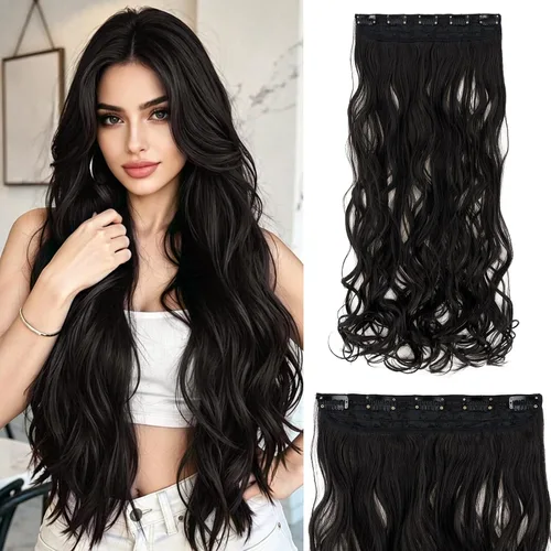 Vista 54 de S-noilite Extensiones de cabello de una pieza con clip, color rubio balayage de 18 pulgadas, en forma de U, extensiones de cabello de trama de una