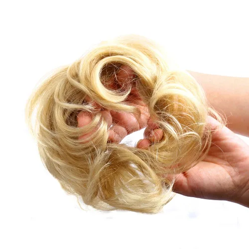 Vista 15 de Bella Hair - Rodete de extensión de cabello 100 % humano para banda elástica, extensión de cola de caballo ondeada, rizada o desordenada
