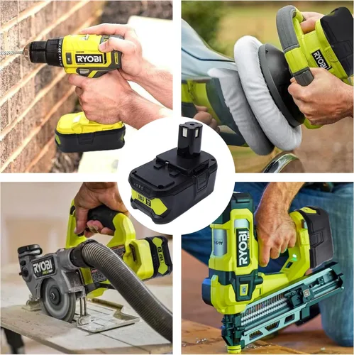 Vista 9 de Paquete de 2 baterías de litio de repuesto de 6000mAh 18V para Ryobi 6.0Ah P108 18V batería P102 P103 P105 P107 P109 ONE+ herramienta inalámbrica