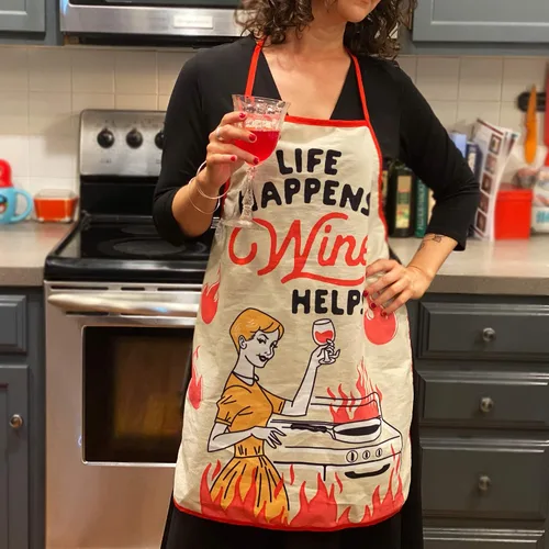 Vista 2 de Crazy Dog T-Shirts Life Happens Wine Help Funny Cooking Beber Wine Lover Accesorios de cocina