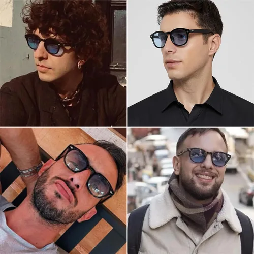 Vista 3 de LIXX Gafas de sol ovaladas retro para hombres y mujeres, marco redondo ['Lente azul']