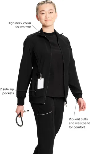 Vista 69 de Infinity by Cherokee 2391A - Chaquetas médicas con cremallera frontal para mujer, tela elástica en 4 direcciones