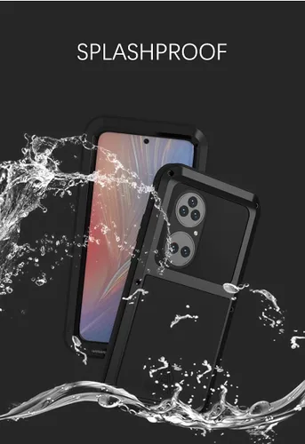 Vista 5 de LOVE MEI Funda de metal para Huawei P50 Pro, resistente al aire libre, a prueba de golpes, a prueba de caídas, de aluminio, militar, resistente Negro