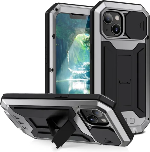 Vista 7 de Lunivop Funda de metal compatible con iPhone 14 Plus, protección de cámaras de alta resistencia, protección completa de 360 grados con protector