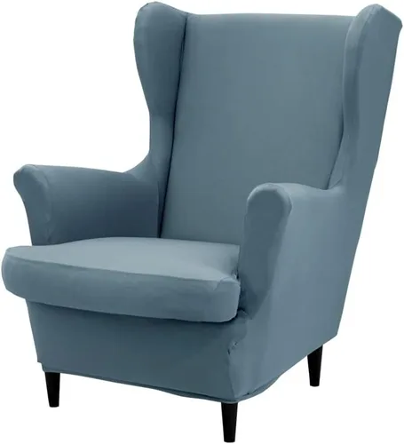 Vista 29 de Fundas para silla Wingback, 2 piezas, fundas elásticas para sillón de ala de color sólido con parte inferior elástica, protector de muebles