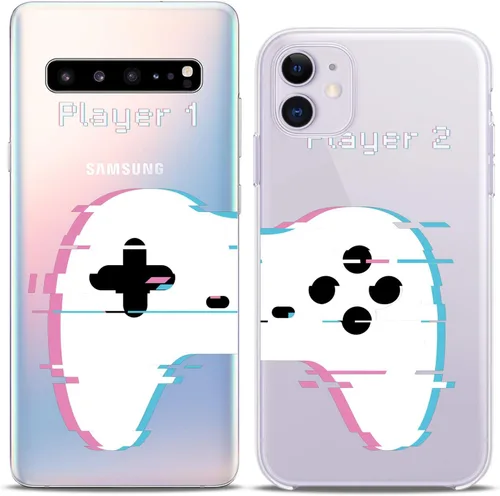 Vista 3 de Fundas a juego para parejas compatibles con iPhone 16 15 14 13 12 11 Pro Max Mini Xs X 6s 8 Plus 7+ Xr 10 SE 5 Game Player Relación Amigo Novio