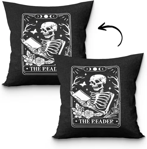 Vista 6 de Fundas de almohada góticas de 18 x 18 pulgadas, funda de almohada de esqueleto, funda de almohada de decoración de tarot, decoración de habitación