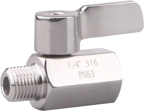 Vista 11 de DERNORD - Miniválvula de bola de 1 pulgada en acero inoxidable NPT hembra x macho con rosca SUS304