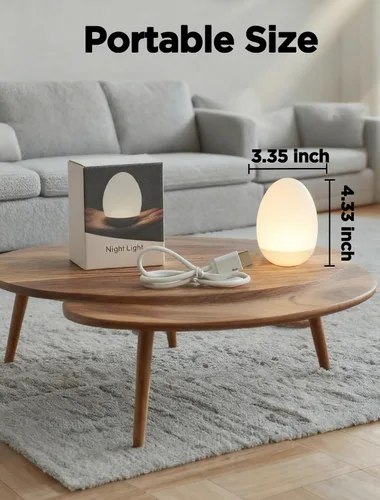 Vista 6 de Luz de huevo para guardería, luz nocturna de bebé 256 RGB, luz nocturna recargable para niños, lámpara de noche portátil pequeña inalámbrica