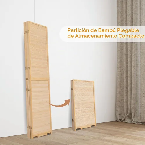 Vista 4 de Divisor de habitación de bambú, pantallas plegables de privacidad, divisor de pared para separación de habitaciones, divisores y divisores
