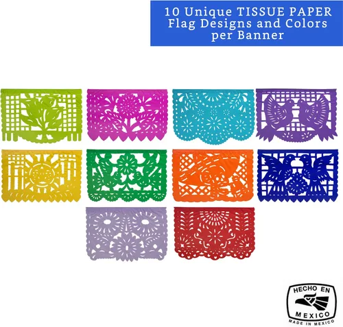 Vista 7 de Piñata mexicana (grande de 32 pulgadas) + pancartas de fiesta mexicana (paquete de 5 – 10 diseños de bandera de papel de seda por bandera) – Cartel