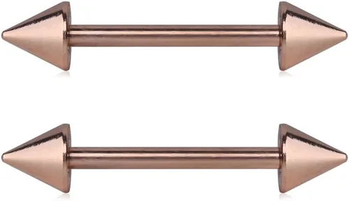 Vista 5 de Ruifan Juego de 2 a 10 pendientes con barra con puntas de conos, de acero inoxidable 316L, para pezón. Pendiente con barra para piercing, de 14