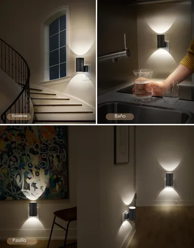Vista 6 de Luces nocturnas enchufables a la pared, luz nocturna LED enchufable con sensor de luz, luz de pared de brillo ajustable de 0-100 lúmenes, luz blanca