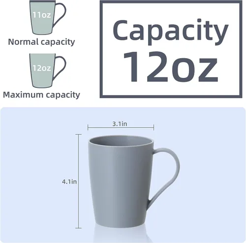 Vista 2 de Juego de tazas de café de plástico de 12 onzas, 3 colores básicos Irrompible, con asa, reutilizable, apto para lavavajillas