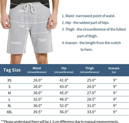 Vista 3 de Zengjo Pantalones cortos deportivos para hombre con bolsillos, pantalones cortos de punto de algodón, pantalones cortos deportivos de 9 pulgadas