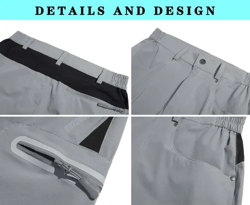 Vista 2 de EKLENTSON Pantalones cortos de verano de secado rápido Ripstop, ligeros, con bolsillos con cremallera