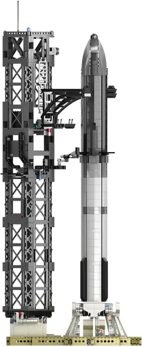 Vista 2 de Space Rocket - Juego de bloques de construcción de 1778 piezas con almohadilla de lanzamiento, modelo de cohete de exhibición coleccionable, regalo