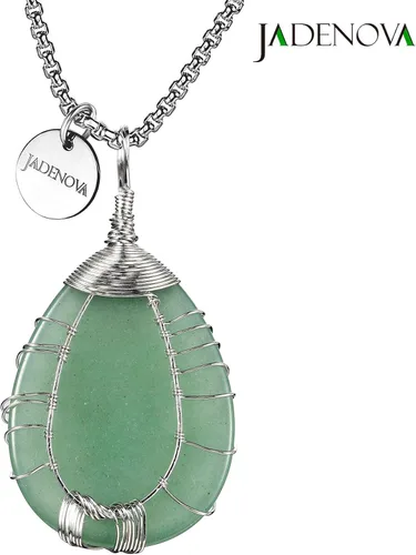 Vista 3 de JADENOVA Collar de cristal curativo para mujer, colgante de árbol de la familia, con alambre envuelto en alambre y colgante de lágrima curativa