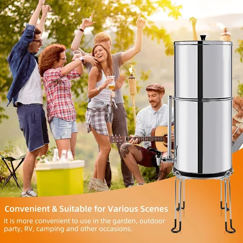 Vista 7 de Soporte de filtro de agua extra alto de acero inoxidable alimentado por gravedad de 8 pulgadas con patas antideslizantes de goma, 9 pulgadas