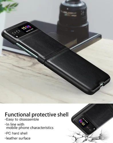Vista 3 de Funda delgada para Motorola Razr 2023, [piel + parte trasera de policarbonato duro] [soporte de carga inalámbrica] Funda protectora ultrafina a
