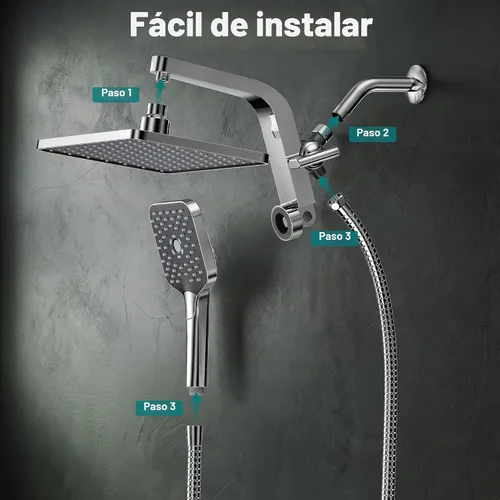 Vista 8 de KOSNEW® 12" XXL Rainfall Shower Head with Handheld Combo, Chrome Polished