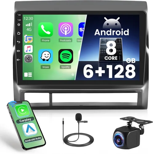 Vista 11 de [5G WiFi DSP 4+64G] Hikity Android 15 Estéreo para automóvil para Toyota Tacoma 2005-2015 con Carplay Android Auto, pantalla táctil IPS de 9