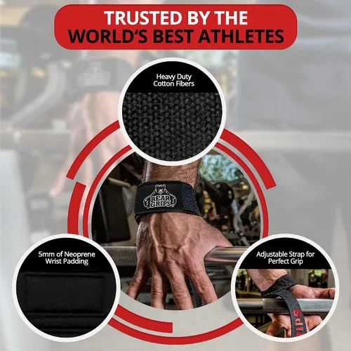 Vista 3 de Bear Grips Correas de levantamiento - Correas de gimnasio y levantamiento de pesas para hombres y mujeres, soporte de peso muerto, 2 pares