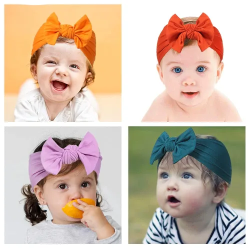 Vista 4 de ZWSISU Lazos y diademas de nailon para bebés recién nacidos, 24 colores, diademas grandes, accesorios para el cabello, diademas para recién nacidos