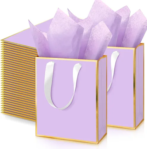 Vista 36 de Yeaqee Paquete de 100 bolsas metálicas de regalo con asa y papel de seda de papel de seda dorado para graduación, boda, padrinos de boda, regalos