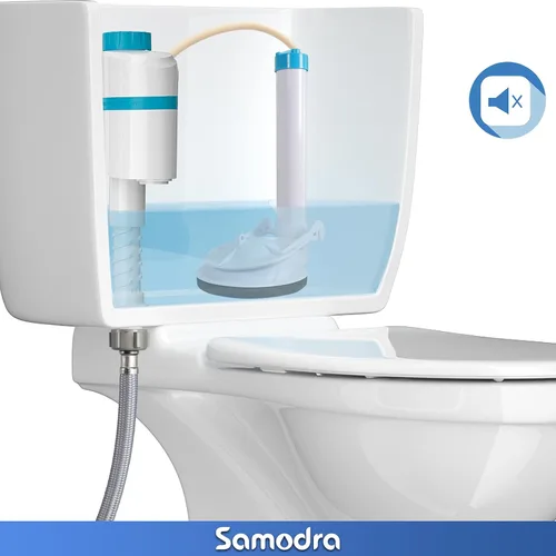 Vista 2 de SAMODRA Válvula silenciosa de llenado de inodoro, nivel de agua ajustable, kit de repuesto de válvula de descarga de alto rendimiento, antisifón