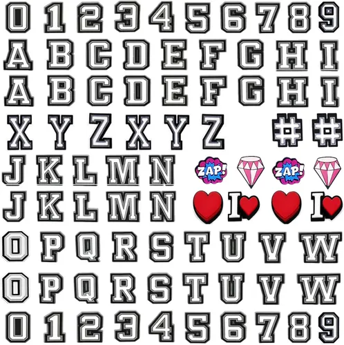Vista 2 de 82Pack Letter Charms for Croc Clog Sandals Shoe Decoration 0-9# Number, Alphabet ABC-Z Characters Accessories,DIY Shoes Pins for Boy and Girl,Teens