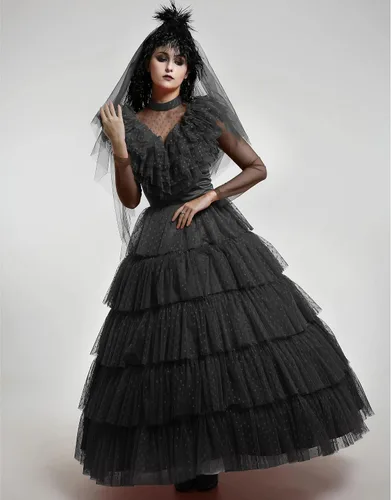 Vista 3 de miccostumes Disfraz de mujer Cosplay gótico vestido de novia Halloween con velo