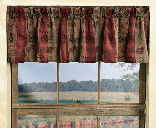 Vista 11 de BLACK FOREST DECOR Cenefa bordada de pinos - Tratamiento de ventana de cabina de bosque Pinos bordados
