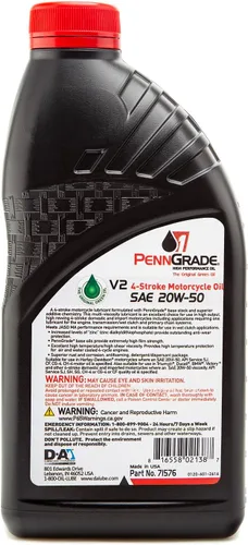 Vista 8 de PENN GRADE 1, 71576, V2 Aceite para motocicleta de 4 tiempos SAE 20W-50, 1 cuarto de galón